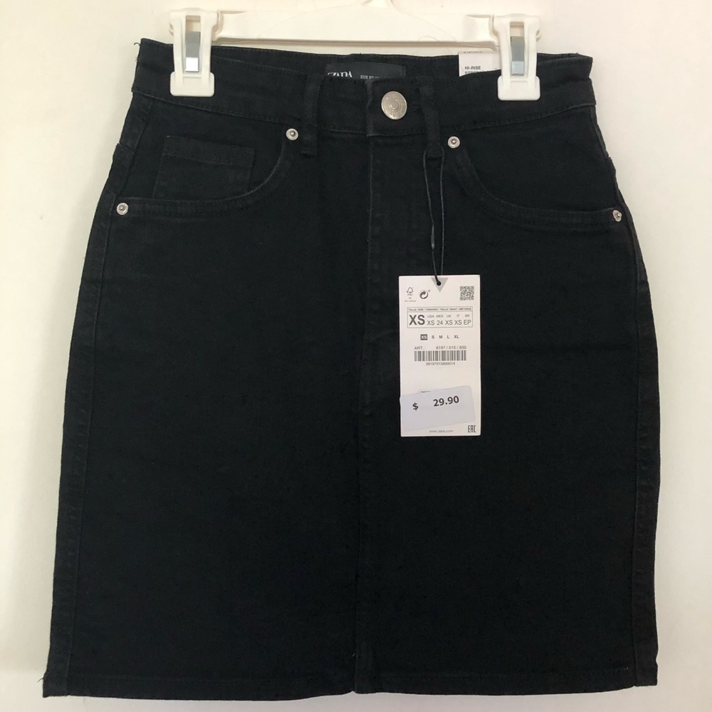 NWT high waist black denim skirt